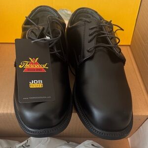 Thorogood Black Leather Work Derby — Lace-Up Comfort